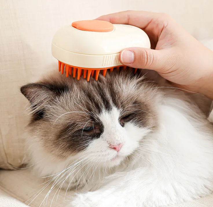 Cat Steam Brush, 3 In 1 Steamy Pet Brush, Silicone Massage Dog Hair Remover Comb
