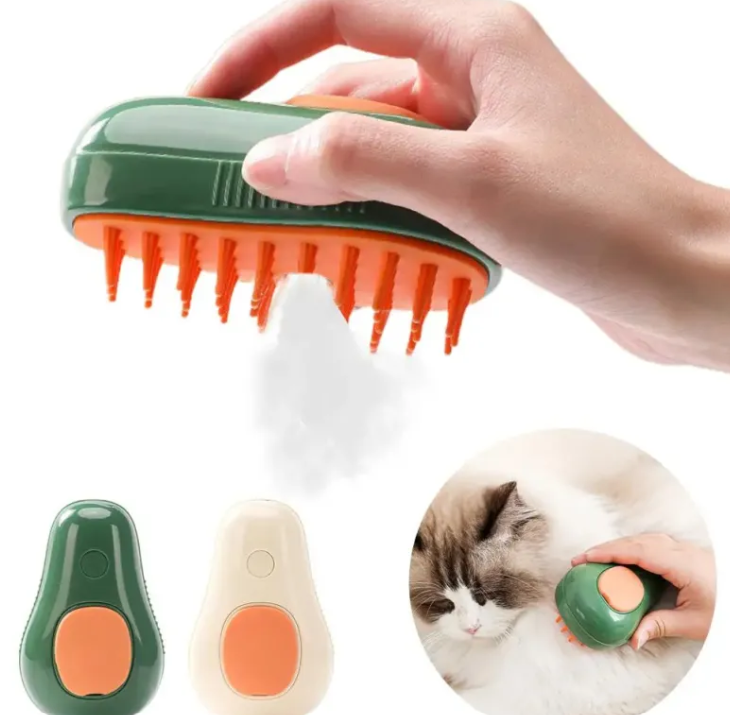 Cat Steam Brush, 3 In 1 Steamy Pet Brush, Silicone Massage Dog Hair Remover Comb